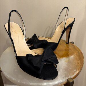 Kate Spade Black Satin Bow Heels Size 9